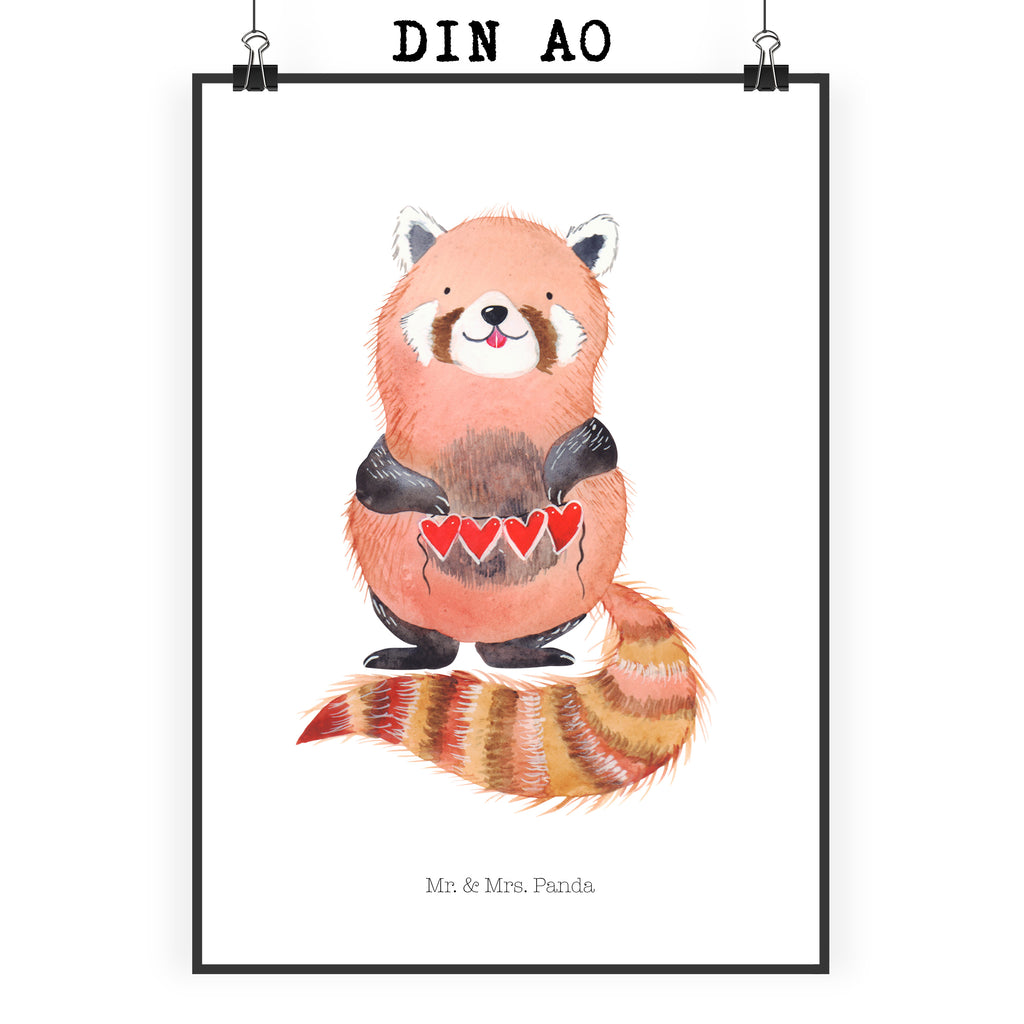 Poster Roter Panda Poster, Wandposter, Bild, Wanddeko, Küchenposter, Kinderposter, Wanddeko Bild, Raumdekoration, Wanddekoration, Handgemaltes Poster, Mr. & Mrs. Panda Poster, Designposter, Kunstdruck, Posterdruck, Tiermotive, Gute Laune, lustige Sprüche, Tiere, Panda, Liebe, Rot, Herz, Liebling, Lieblingsmensch