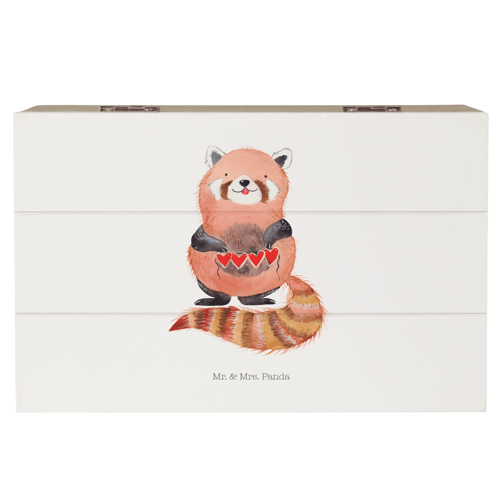 Holzkiste Roter Panda Holzkiste, Kiste, Schatzkiste, Truhe, Schatulle, XXL, Erinnerungsbox, Erinnerungskiste, Dekokiste, Aufbewahrungsbox, Tiermotive, Gute Laune, lustige Sprüche, Tiere, Panda, Liebe, Rot, Herz, Liebling, Lieblingsmensch