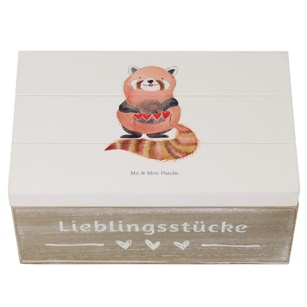 Holzkiste Roter Panda Holzkiste, Kiste, Schatzkiste, Truhe, Schatulle, XXL, Erinnerungsbox, Erinnerungskiste, Dekokiste, Aufbewahrungsbox, Tiermotive, Gute Laune, lustige Sprüche, Tiere, Panda, Liebe, Rot, Herz, Liebling, Lieblingsmensch