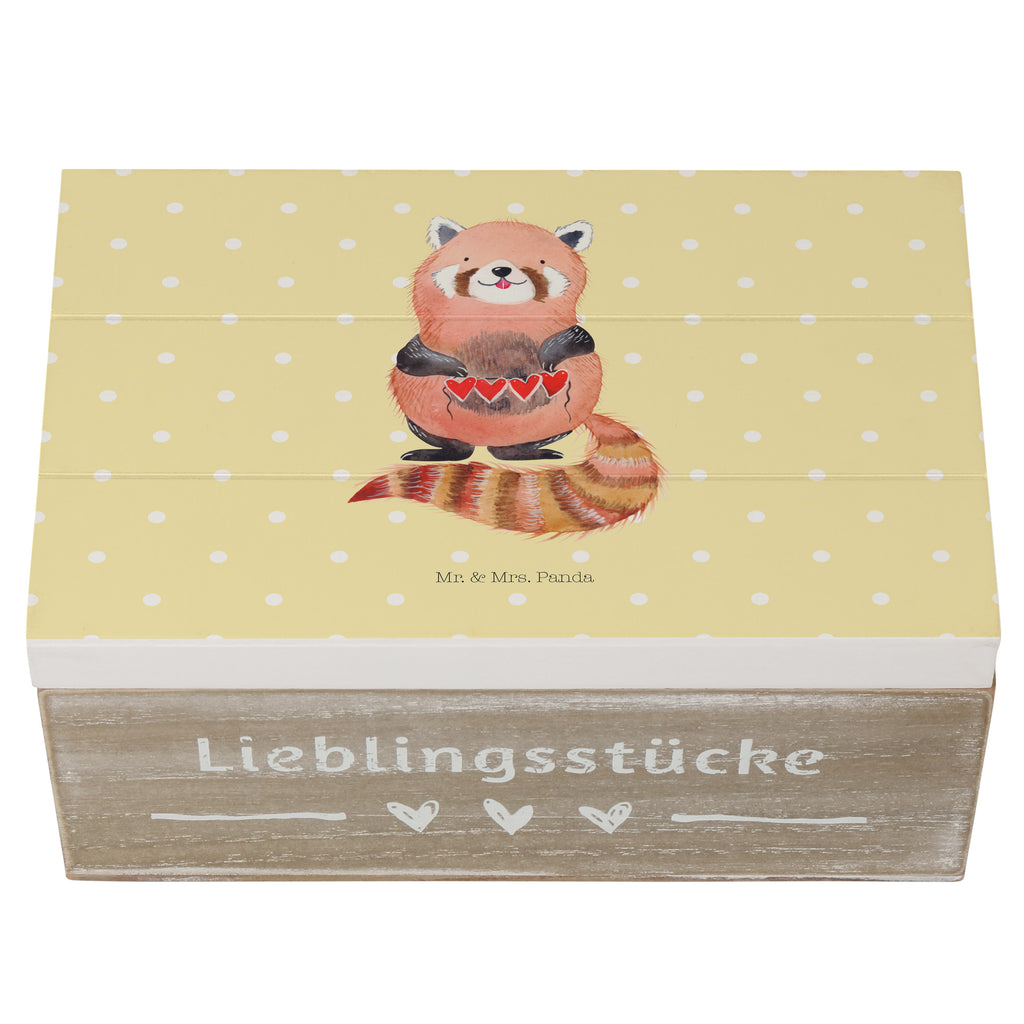 Holzkiste Roter Panda Holzkiste, Kiste, Schatzkiste, Truhe, Schatulle, XXL, Erinnerungsbox, Erinnerungskiste, Dekokiste, Aufbewahrungsbox, Tiermotive, Gute Laune, lustige Sprüche, Tiere, Panda, Liebe, Rot, Herz, Liebling, Lieblingsmensch