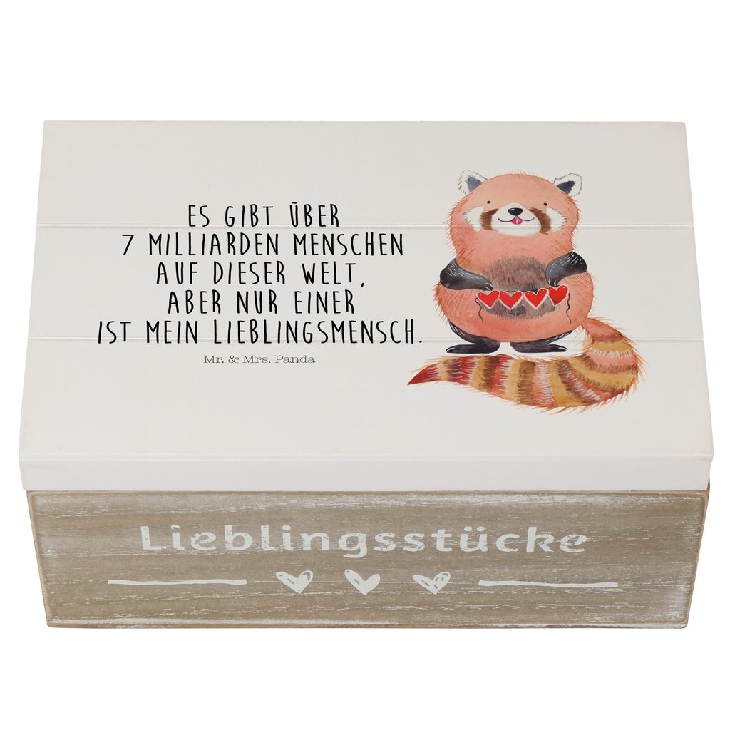 Holzkiste Roter Panda Holzkiste, Kiste, Schatzkiste, Truhe, Schatulle, XXL, Erinnerungsbox, Erinnerungskiste, Dekokiste, Aufbewahrungsbox, Tiermotive, Gute Laune, lustige Sprüche, Tiere, Panda, Liebe, Rot, Herz, Liebling, Lieblingsmensch