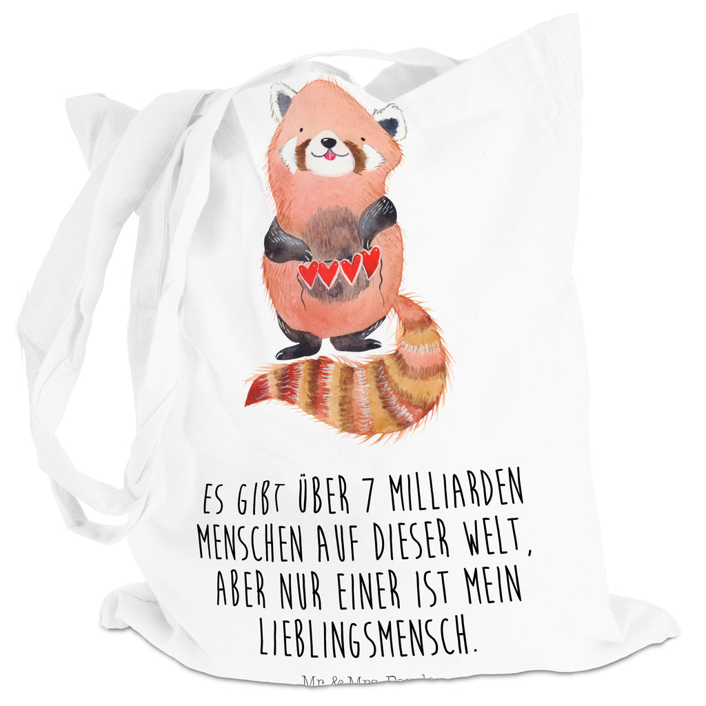 Tragetasche Roter Panda Beuteltasche, Beutel, Einkaufstasche, Jutebeutel, Stoffbeutel, Tiermotive, Gute Laune, lustige Sprüche, Tiere, Panda, Liebe, Rot, Herz, Liebling, Lieblingsmensch