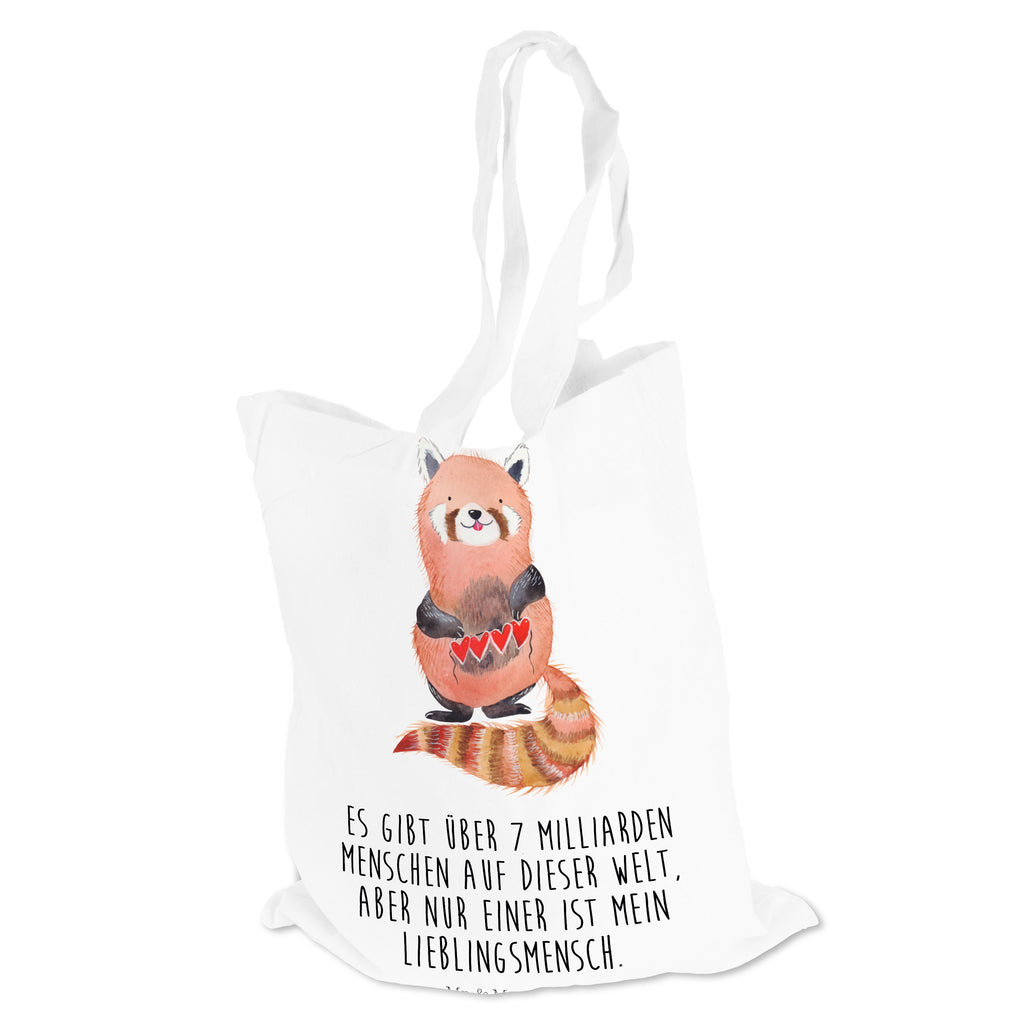 Tragetasche Roter Panda Beuteltasche, Beutel, Einkaufstasche, Jutebeutel, Stoffbeutel, Tiermotive, Gute Laune, lustige Sprüche, Tiere, Panda, Liebe, Rot, Herz, Liebling, Lieblingsmensch