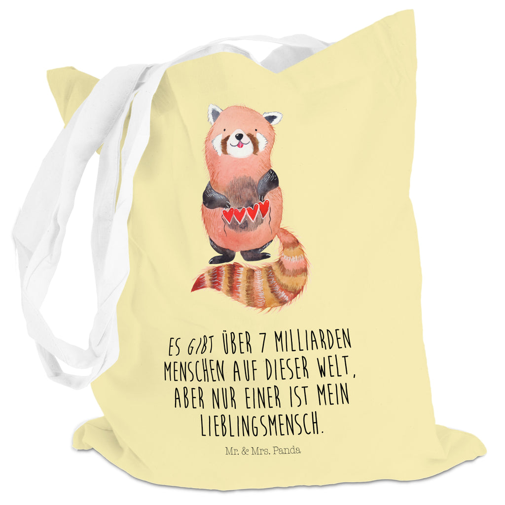 Tragetasche Roter Panda Beuteltasche, Beutel, Einkaufstasche, Jutebeutel, Stoffbeutel, Tiermotive, Gute Laune, lustige Sprüche, Tiere, Panda, Liebe, Rot, Herz, Liebling, Lieblingsmensch