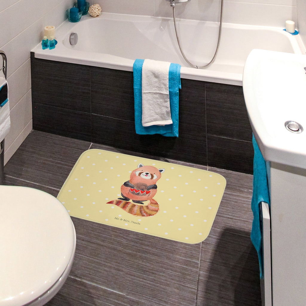 Badvorleger Roter Panda Badematte, Badteppich, Duschvorleger, Badezimmerteppich, Badezimmermatte, Badvorleger, Duschmatte, Duschteppich, Tiermotive, Gute Laune, lustige Sprüche, Tiere, Panda, Liebe, Rot, Herz, Liebling, Lieblingsmensch