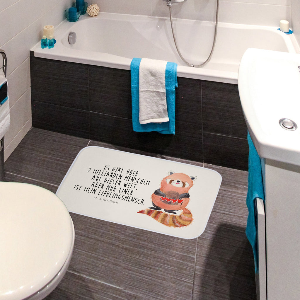 Badvorleger Roter Panda Badematte, Badteppich, Duschvorleger, Badezimmerteppich, Badezimmermatte, Badvorleger, Duschmatte, Duschteppich, Tiermotive, Gute Laune, lustige Sprüche, Tiere, Panda, Liebe, Rot, Herz, Liebling, Lieblingsmensch