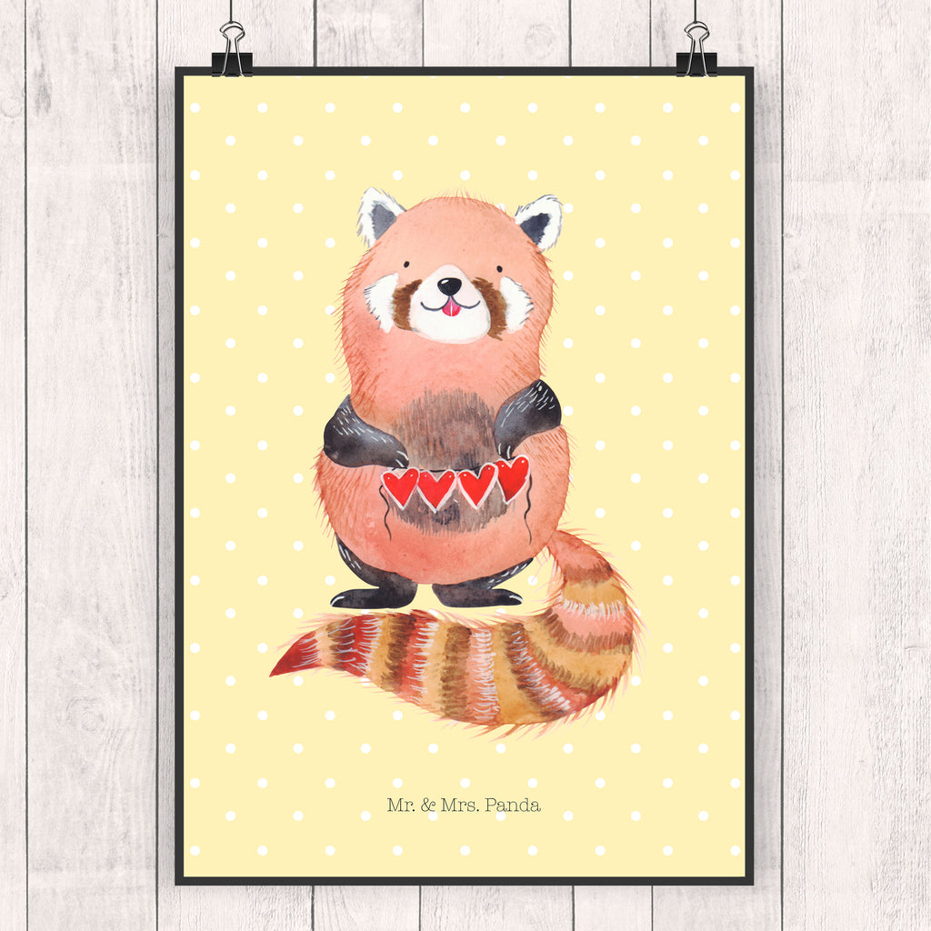 Poster Roter Panda Poster, Wandposter, Bild, Wanddeko, Küchenposter, Kinderposter, Wanddeko Bild, Raumdekoration, Wanddekoration, Handgemaltes Poster, Mr. & Mrs. Panda Poster, Designposter, Kunstdruck, Posterdruck, Tiermotive, Gute Laune, lustige Sprüche, Tiere, Panda, Liebe, Rot, Herz, Liebling, Lieblingsmensch