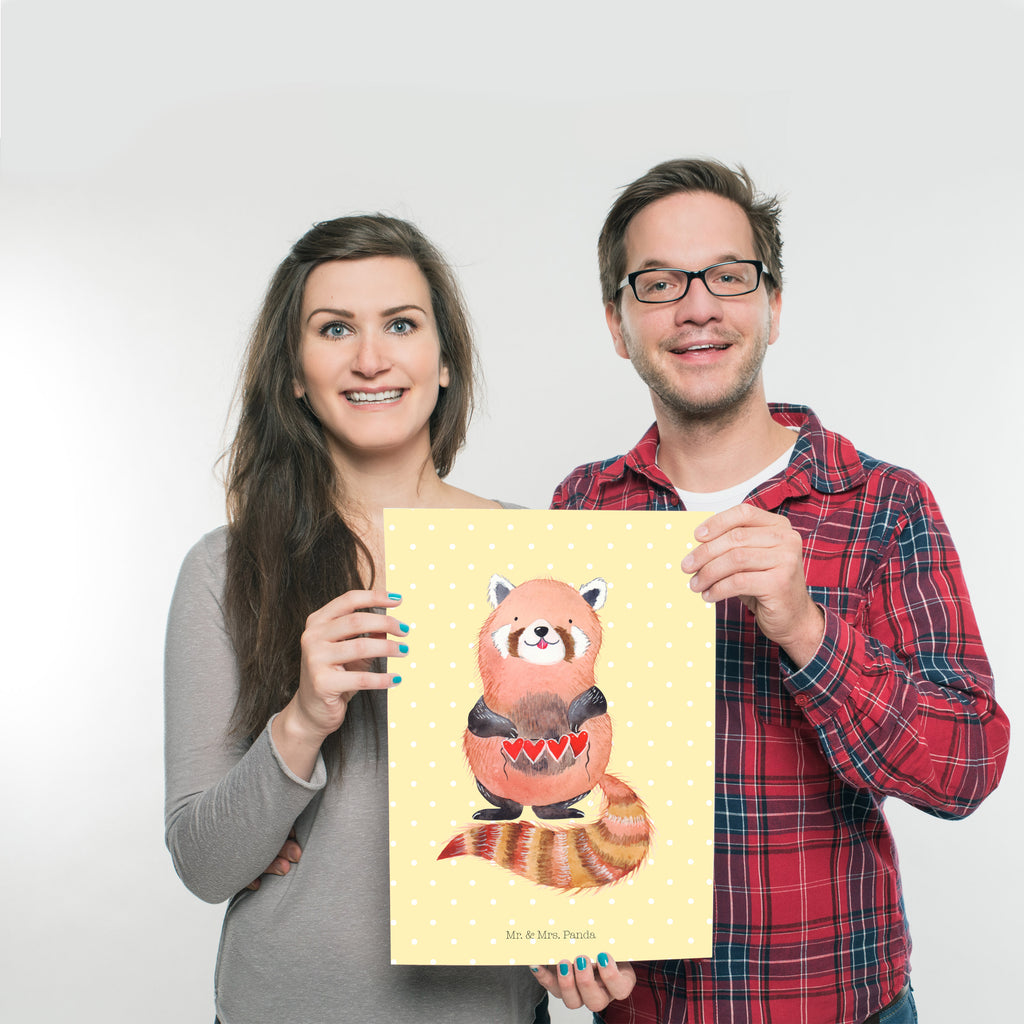 Poster Roter Panda Poster, Wandposter, Bild, Wanddeko, Küchenposter, Kinderposter, Wanddeko Bild, Raumdekoration, Wanddekoration, Handgemaltes Poster, Mr. & Mrs. Panda Poster, Designposter, Kunstdruck, Posterdruck, Tiermotive, Gute Laune, lustige Sprüche, Tiere, Panda, Liebe, Rot, Herz, Liebling, Lieblingsmensch