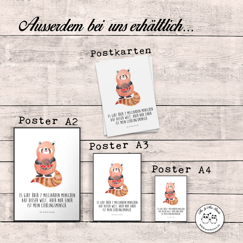 Poster Roter Panda Poster, Wandposter, Bild, Wanddeko, Küchenposter, Kinderposter, Wanddeko Bild, Raumdekoration, Wanddekoration, Handgemaltes Poster, Mr. & Mrs. Panda Poster, Designposter, Kunstdruck, Posterdruck, Tiermotive, Gute Laune, lustige Sprüche, Tiere, Panda, Liebe, Rot, Herz, Liebling, Lieblingsmensch