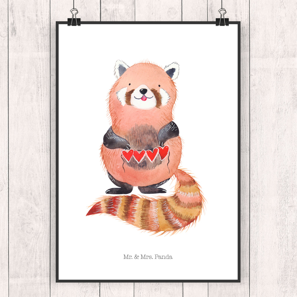 Poster Roter Panda Poster, Wandposter, Bild, Wanddeko, Küchenposter, Kinderposter, Wanddeko Bild, Raumdekoration, Wanddekoration, Handgemaltes Poster, Mr. & Mrs. Panda Poster, Designposter, Kunstdruck, Posterdruck, Tiermotive, Gute Laune, lustige Sprüche, Tiere, Panda, Liebe, Rot, Herz, Liebling, Lieblingsmensch