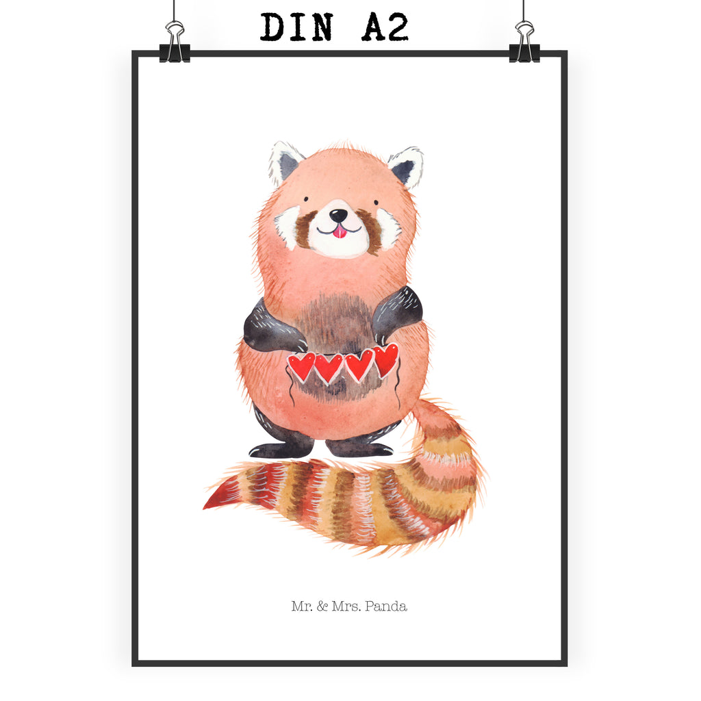 Poster Roter Panda Poster, Wandposter, Bild, Wanddeko, Küchenposter, Kinderposter, Wanddeko Bild, Raumdekoration, Wanddekoration, Handgemaltes Poster, Mr. & Mrs. Panda Poster, Designposter, Kunstdruck, Posterdruck, Tiermotive, Gute Laune, lustige Sprüche, Tiere, Panda, Liebe, Rot, Herz, Liebling, Lieblingsmensch