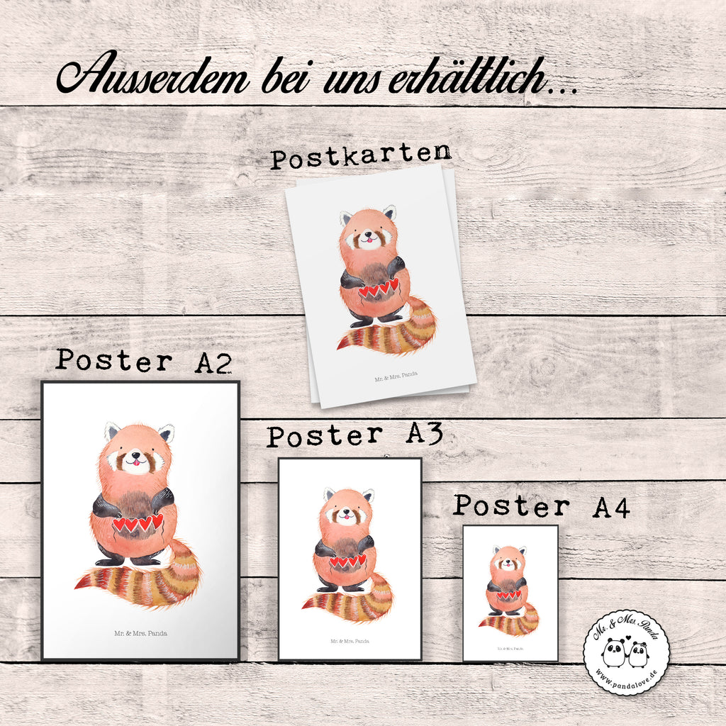 Poster Roter Panda Poster, Wandposter, Bild, Wanddeko, Küchenposter, Kinderposter, Wanddeko Bild, Raumdekoration, Wanddekoration, Handgemaltes Poster, Mr. & Mrs. Panda Poster, Designposter, Kunstdruck, Posterdruck, Tiermotive, Gute Laune, lustige Sprüche, Tiere, Panda, Liebe, Rot, Herz, Liebling, Lieblingsmensch