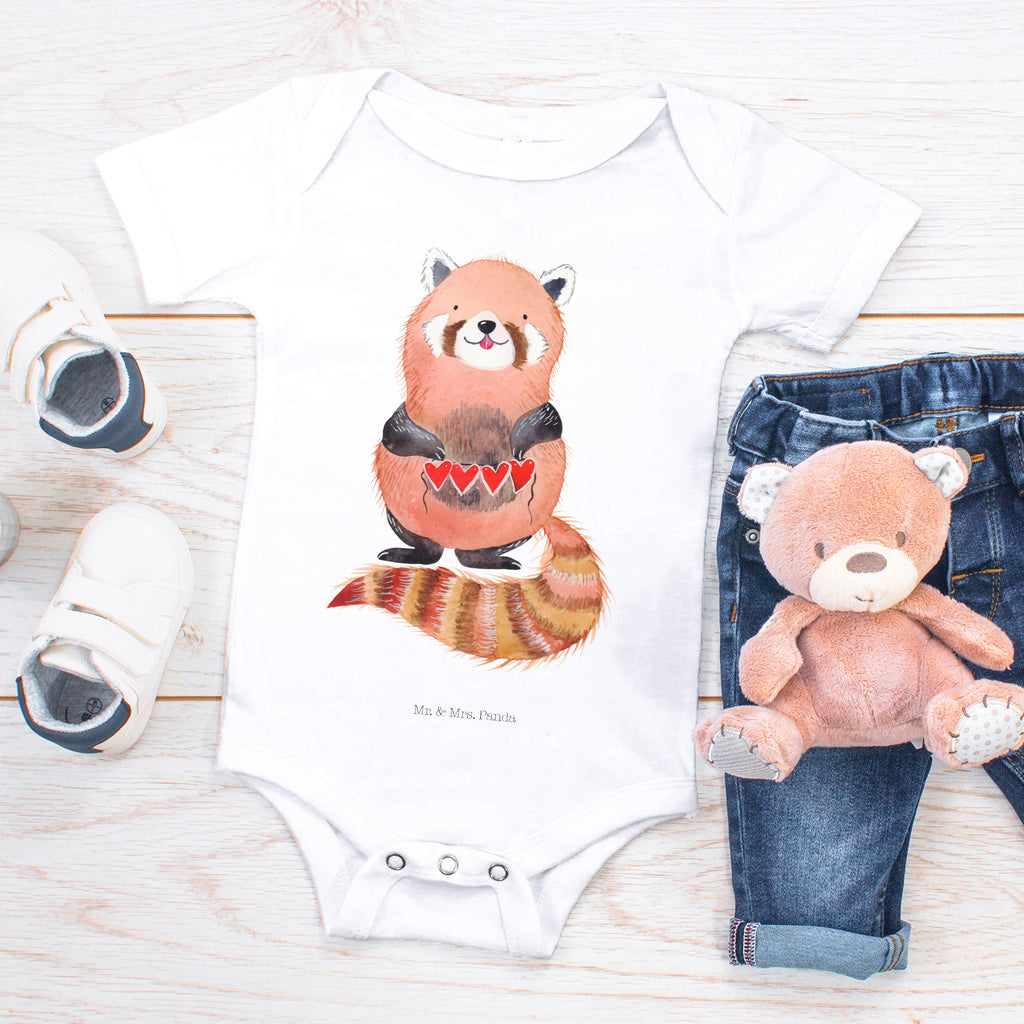 Organic Baby Body Roter Panda Babykleidung, Babystrampler, Strampler, Wickelbody, Baby Erstausstattung, Junge, Mädchen, Tiermotive, Gute Laune, lustige Sprüche, Tiere, Panda, Liebe, Rot, Herz, Liebling, Lieblingsmensch
