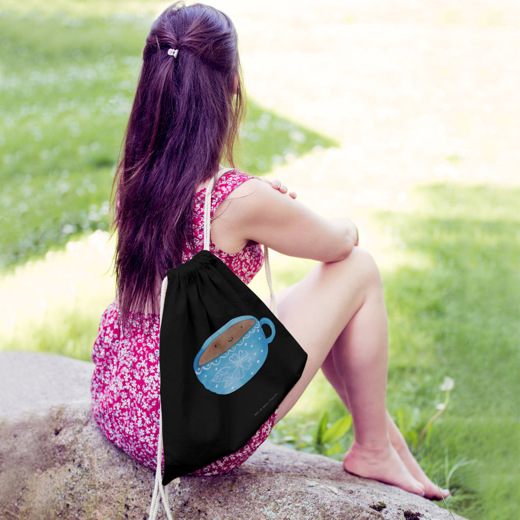 Sportbeutel Kaffee Tasse Turnbeutel, Beutel, Sporttasche, Tasche, Stoffbeutel, Tiermotive, Gute Laune, lustige Sprüche, Tiere, Kaffee, Tasse, Liebe, Geschmack, Genuss, Glücklich