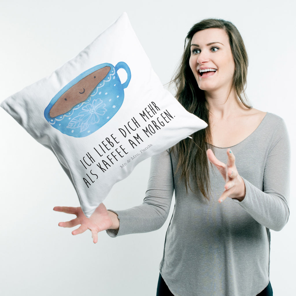 40x40 Kissen Kaffee Tasse Kissenhülle, Kopfkissen, Sofakissen, Dekokissen, Motivkissen, Tiermotive, Gute Laune, lustige Sprüche, Tiere, Kaffee, Tasse, Liebe, Geschmack, Genuss, Glücklich