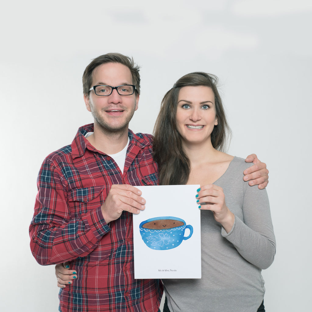 Poster Kaffee Tasse Poster, Wandposter, Bild, Wanddeko, Küchenposter, Kinderposter, Wanddeko Bild, Raumdekoration, Wanddekoration, Handgemaltes Poster, Mr. & Mrs. Panda Poster, Designposter, Kunstdruck, Posterdruck, Tiermotive, Gute Laune, lustige Sprüche, Tiere, Kaffee, Tasse, Liebe, Geschmack, Genuss, Glücklich