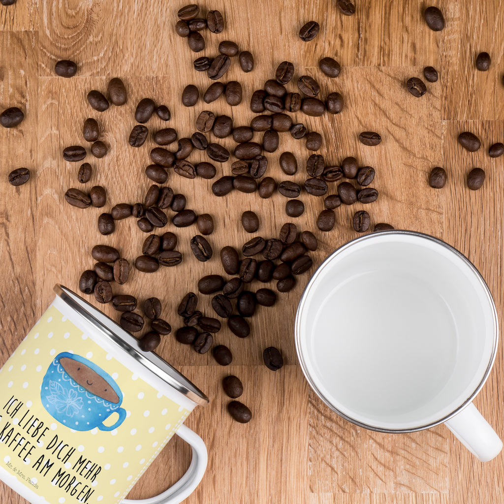 Camping Emaille Tasse Kaffee Tasse Campingtasse, Trinkbecher, Metalltasse, Outdoor Tasse, Emaille Trinkbecher, Blechtasse Outdoor, Emaille Campingbecher, Edelstahl Trinkbecher, Metalltasse für Camping, Kaffee Blechtasse, Camping Tasse Metall, Tiermotive, Gute Laune, lustige Sprüche, Tiere, Kaffee, Tasse, Liebe, Geschmack, Genuss, Glücklich