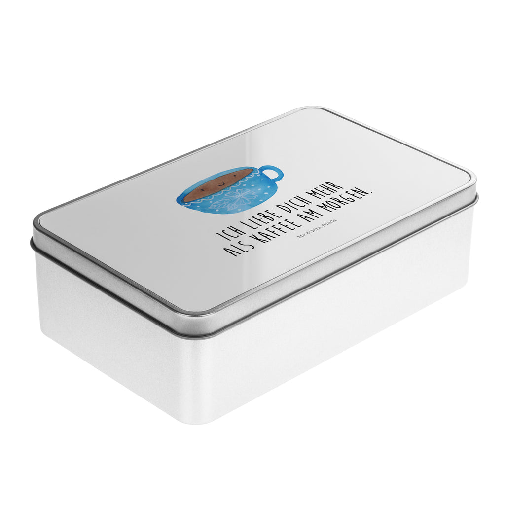 Metalldose rechteckig Kaffee Tasse Blechdose, Metalldose, Blechbox, Container, Keksdose, Vorratsdose, Vorratsbox, Döschen, Versperbox, Vesperdose, Aufbewahrungsdose, Aufbewahrungsbox, Aluminiumdose, Dose, Tiermotive, Gute Laune, lustige Sprüche, Tiere, Kaffee, Tasse, Liebe, Geschmack, Genuss, Glücklich