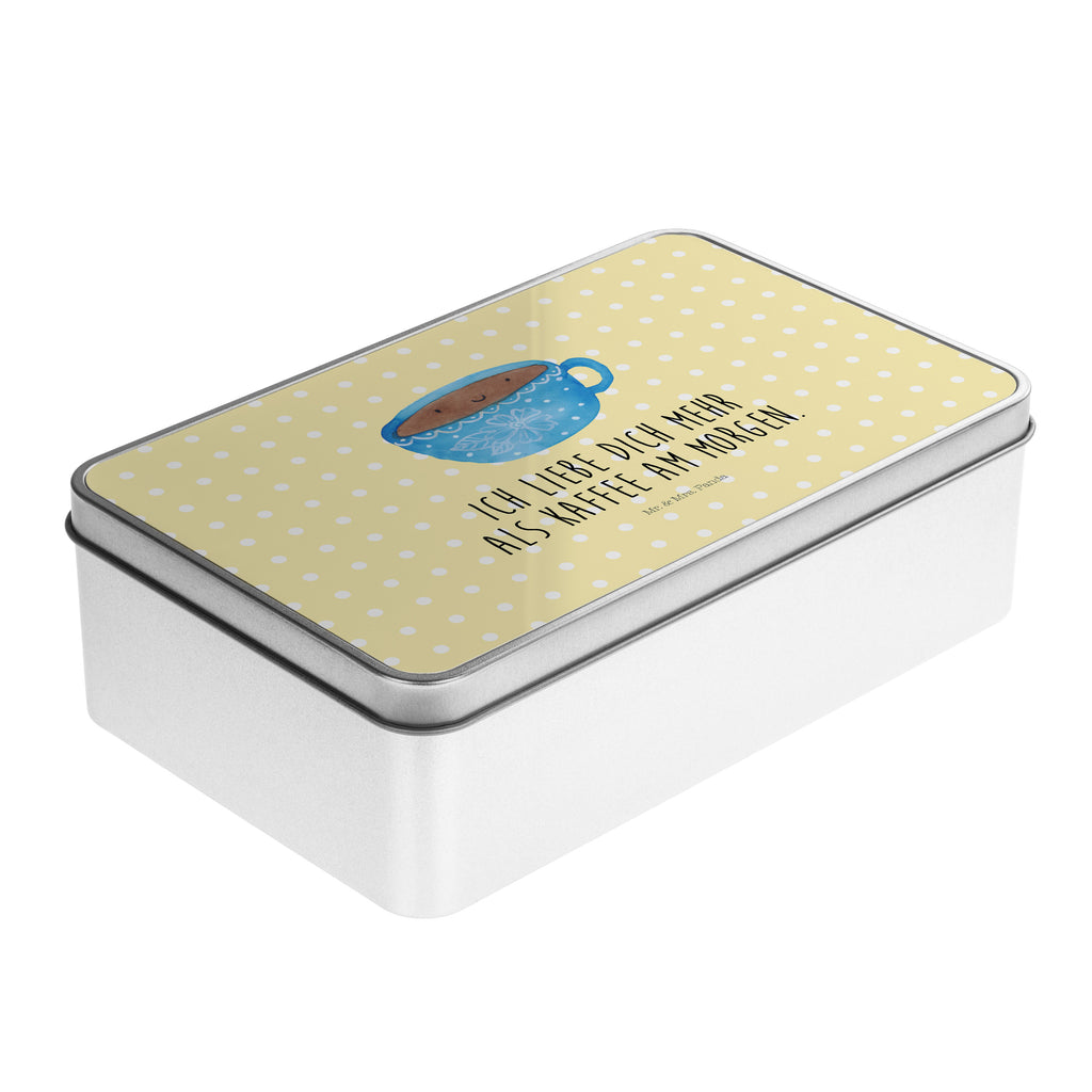 Metalldose rechteckig Kaffee Tasse Blechdose, Metalldose, Blechbox, Container, Keksdose, Vorratsdose, Vorratsbox, Döschen, Versperbox, Vesperdose, Aufbewahrungsdose, Aufbewahrungsbox, Aluminiumdose, Dose, Tiermotive, Gute Laune, lustige Sprüche, Tiere, Kaffee, Tasse, Liebe, Geschmack, Genuss, Glücklich