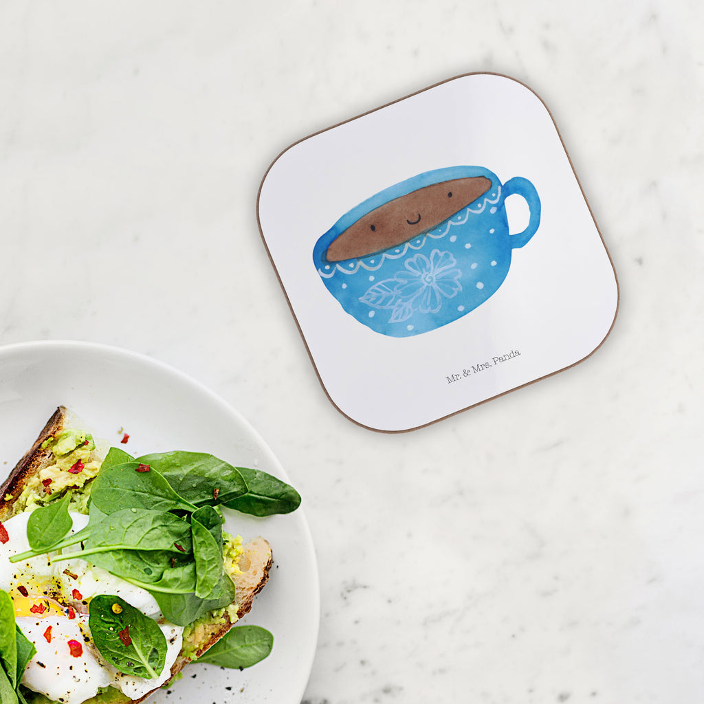 Quadratische Untersetzer Kaffee Tasse Bierdeckel, Glasuntersetzer, Untersetzer Gläser, Getränkeuntersetzer, Tiermotive, Gute Laune, lustige Sprüche, Tiere, Kaffee, Tasse, Liebe, Geschmack, Genuss, Glücklich