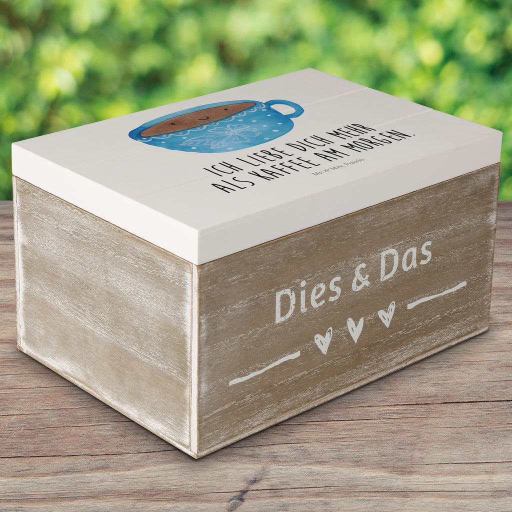 Holzkiste Kaffee Tasse Holzkiste, Kiste, Schatzkiste, Truhe, Schatulle, XXL, Erinnerungsbox, Erinnerungskiste, Dekokiste, Aufbewahrungsbox, Tiermotive, Gute Laune, lustige Sprüche, Tiere, Kaffee, Tasse, Liebe, Geschmack, Genuss, Glücklich