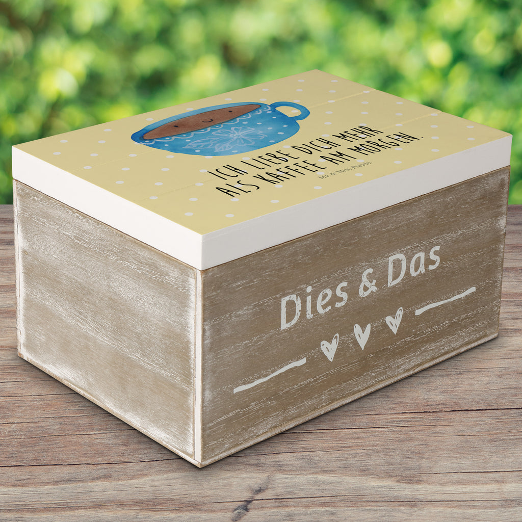 Holzkiste Kaffee Tasse Holzkiste, Kiste, Schatzkiste, Truhe, Schatulle, XXL, Erinnerungsbox, Erinnerungskiste, Dekokiste, Aufbewahrungsbox, Tiermotive, Gute Laune, lustige Sprüche, Tiere, Kaffee, Tasse, Liebe, Geschmack, Genuss, Glücklich