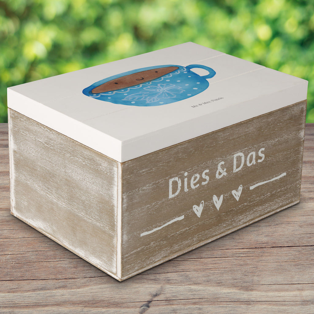 Holzkiste Kaffee Tasse Holzkiste, Kiste, Schatzkiste, Truhe, Schatulle, XXL, Erinnerungsbox, Erinnerungskiste, Dekokiste, Aufbewahrungsbox, Tiermotive, Gute Laune, lustige Sprüche, Tiere, Kaffee, Tasse, Liebe, Geschmack, Genuss, Glücklich