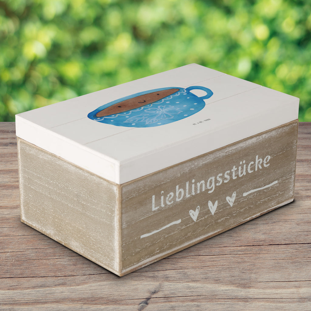 Holzkiste Kaffee Tasse Holzkiste, Kiste, Schatzkiste, Truhe, Schatulle, XXL, Erinnerungsbox, Erinnerungskiste, Dekokiste, Aufbewahrungsbox, Tiermotive, Gute Laune, lustige Sprüche, Tiere, Kaffee, Tasse, Liebe, Geschmack, Genuss, Glücklich