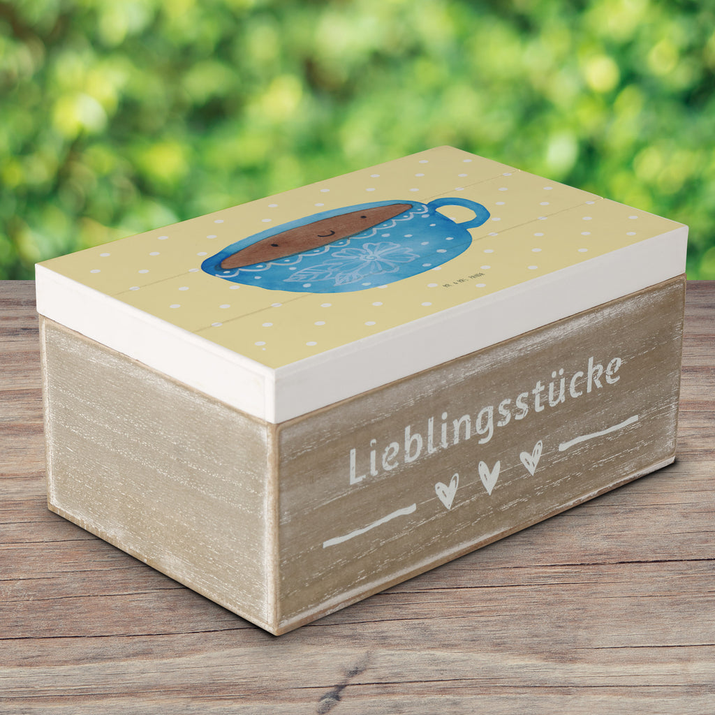 Holzkiste Kaffee Tasse Holzkiste, Kiste, Schatzkiste, Truhe, Schatulle, XXL, Erinnerungsbox, Erinnerungskiste, Dekokiste, Aufbewahrungsbox, Tiermotive, Gute Laune, lustige Sprüche, Tiere, Kaffee, Tasse, Liebe, Geschmack, Genuss, Glücklich