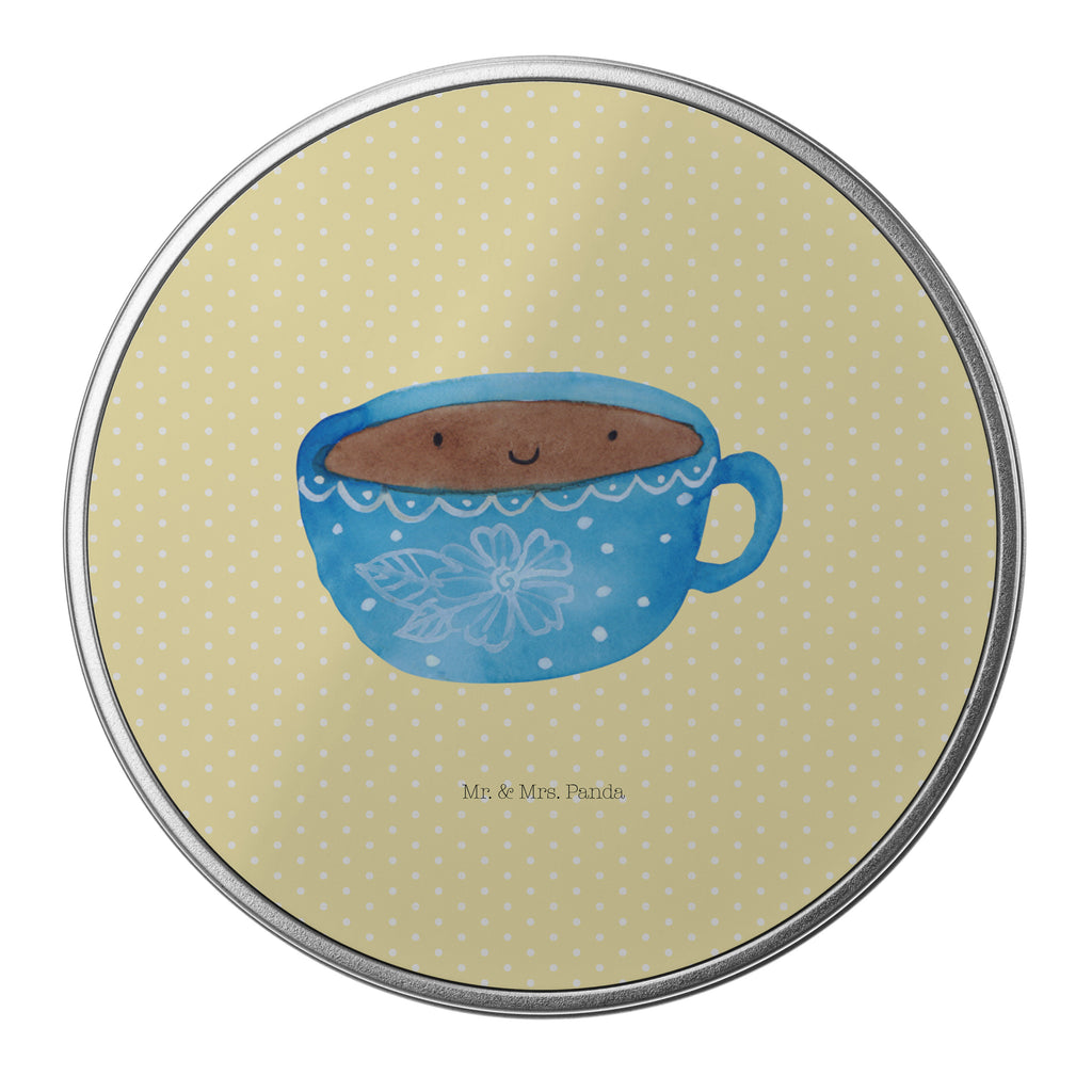 Blechdose rund Kaffee Tasse Metalldose, Keksdose, Dose, Vorratsdose, Geschenkbox, Tiermotive, Gute Laune, lustige Sprüche, Tiere, Kaffee, Tasse, Liebe, Geschmack, Genuss, Glücklich