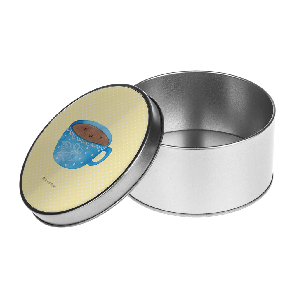 Blechdose rund Kaffee Tasse Metalldose, Keksdose, Dose, Vorratsdose, Geschenkbox, Tiermotive, Gute Laune, lustige Sprüche, Tiere, Kaffee, Tasse, Liebe, Geschmack, Genuss, Glücklich