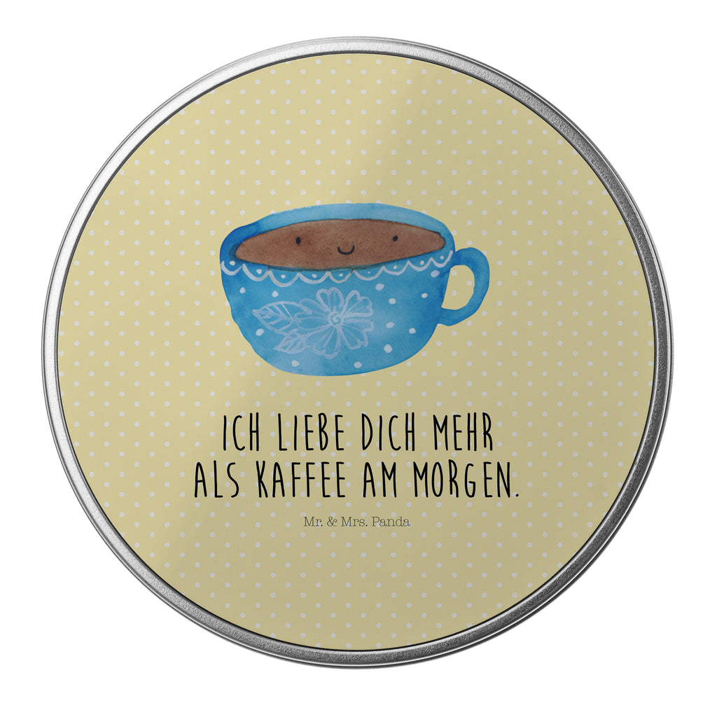 Blechdose rund Kaffee Tasse Metalldose, Keksdose, Dose, Vorratsdose, Geschenkbox, Tiermotive, Gute Laune, lustige Sprüche, Tiere, Kaffee, Tasse, Liebe, Geschmack, Genuss, Glücklich