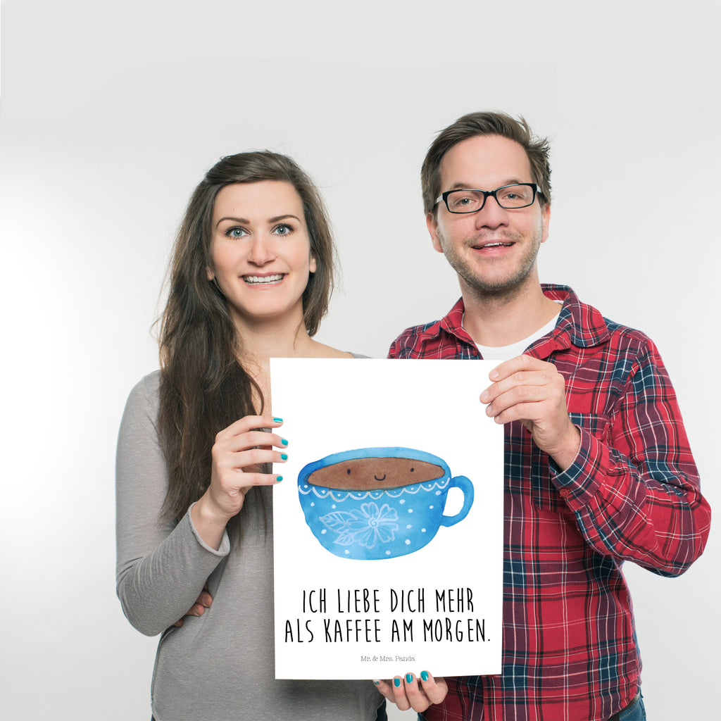 Poster Kaffee Tasse Poster, Wandposter, Bild, Wanddeko, Küchenposter, Kinderposter, Wanddeko Bild, Raumdekoration, Wanddekoration, Handgemaltes Poster, Mr. & Mrs. Panda Poster, Designposter, Kunstdruck, Posterdruck, Tiermotive, Gute Laune, lustige Sprüche, Tiere, Kaffee, Tasse, Liebe, Geschmack, Genuss, Glücklich