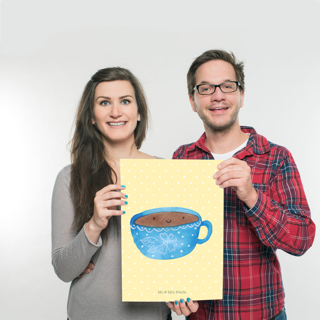 Poster Kaffee Tasse Poster, Wandposter, Bild, Wanddeko, Küchenposter, Kinderposter, Wanddeko Bild, Raumdekoration, Wanddekoration, Handgemaltes Poster, Mr. & Mrs. Panda Poster, Designposter, Kunstdruck, Posterdruck, Tiermotive, Gute Laune, lustige Sprüche, Tiere, Kaffee, Tasse, Liebe, Geschmack, Genuss, Glücklich