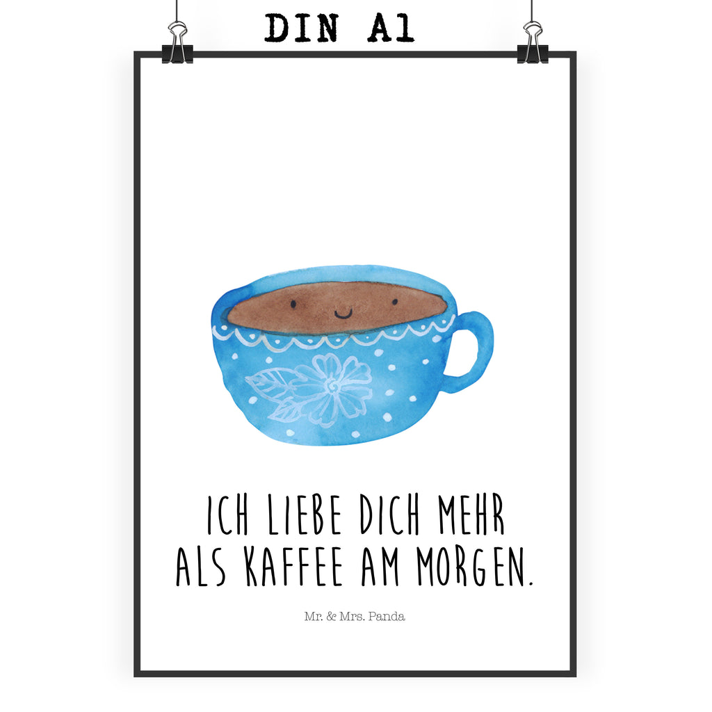 Poster Kaffee Tasse Poster, Wandposter, Bild, Wanddeko, Küchenposter, Kinderposter, Wanddeko Bild, Raumdekoration, Wanddekoration, Handgemaltes Poster, Mr. & Mrs. Panda Poster, Designposter, Kunstdruck, Posterdruck, Tiermotive, Gute Laune, lustige Sprüche, Tiere, Kaffee, Tasse, Liebe, Geschmack, Genuss, Glücklich