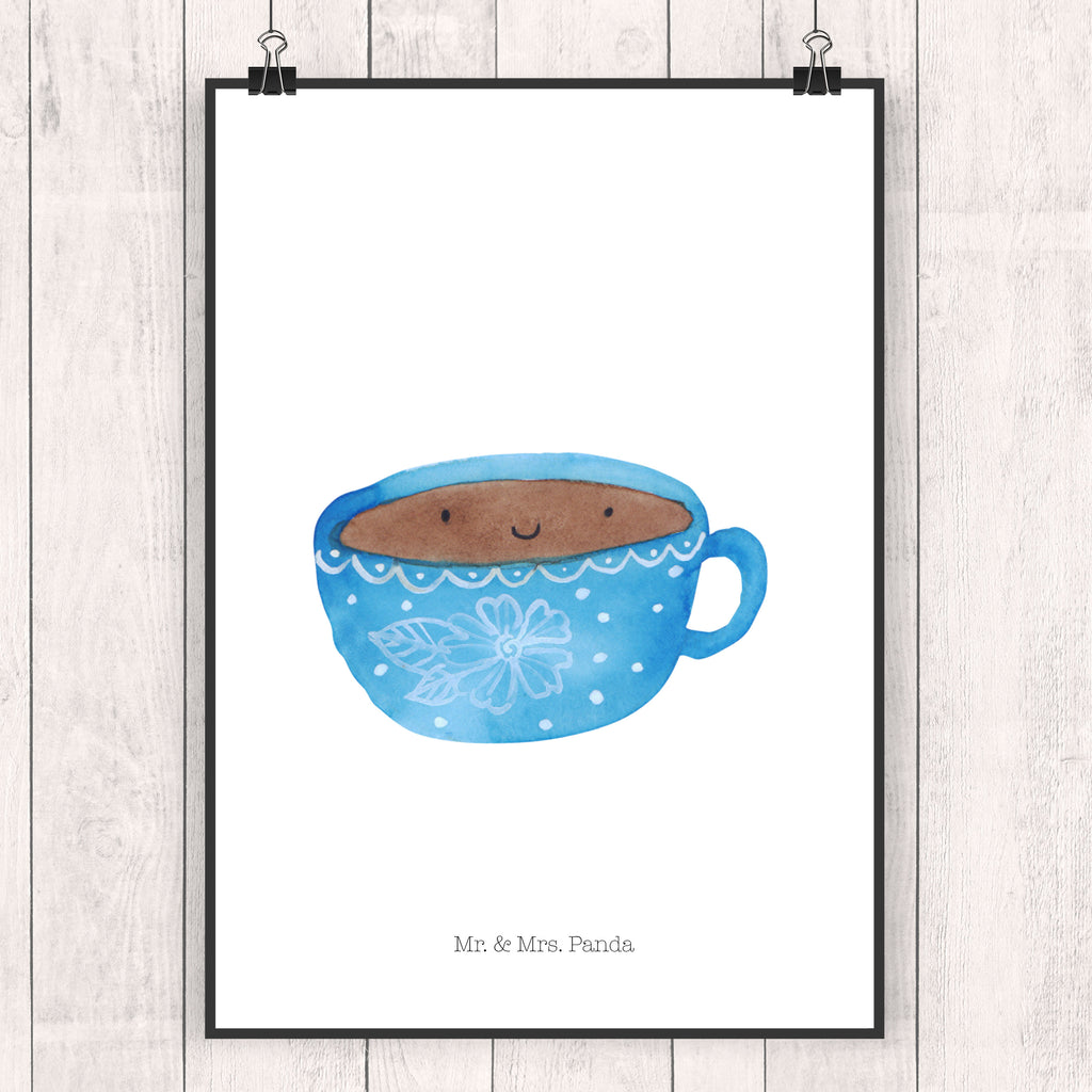 Poster Kaffee Tasse Poster, Wandposter, Bild, Wanddeko, Küchenposter, Kinderposter, Wanddeko Bild, Raumdekoration, Wanddekoration, Handgemaltes Poster, Mr. & Mrs. Panda Poster, Designposter, Kunstdruck, Posterdruck, Tiermotive, Gute Laune, lustige Sprüche, Tiere, Kaffee, Tasse, Liebe, Geschmack, Genuss, Glücklich