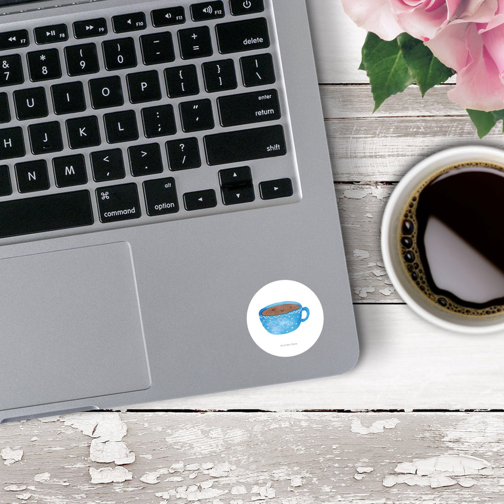40mm Rund Aufkleber Kaffee Tasse Sticker, Aufkleber, Etikett, Tiermotive, Gute Laune, lustige Sprüche, Tiere, Kaffee, Tasse, Liebe, Geschmack, Genuss, Glücklich