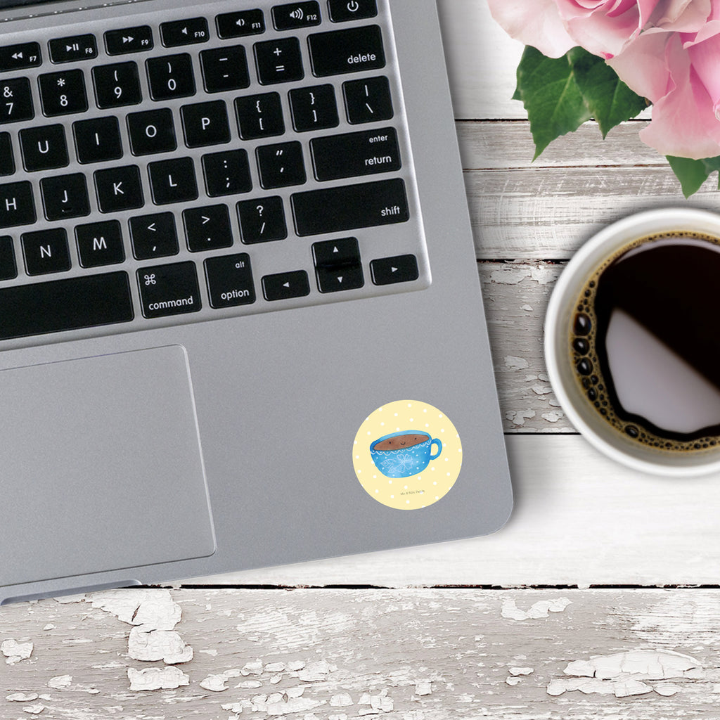 40mm Rund Aufkleber Kaffee Tasse Sticker, Aufkleber, Etikett, Tiermotive, Gute Laune, lustige Sprüche, Tiere, Kaffee, Tasse, Liebe, Geschmack, Genuss, Glücklich