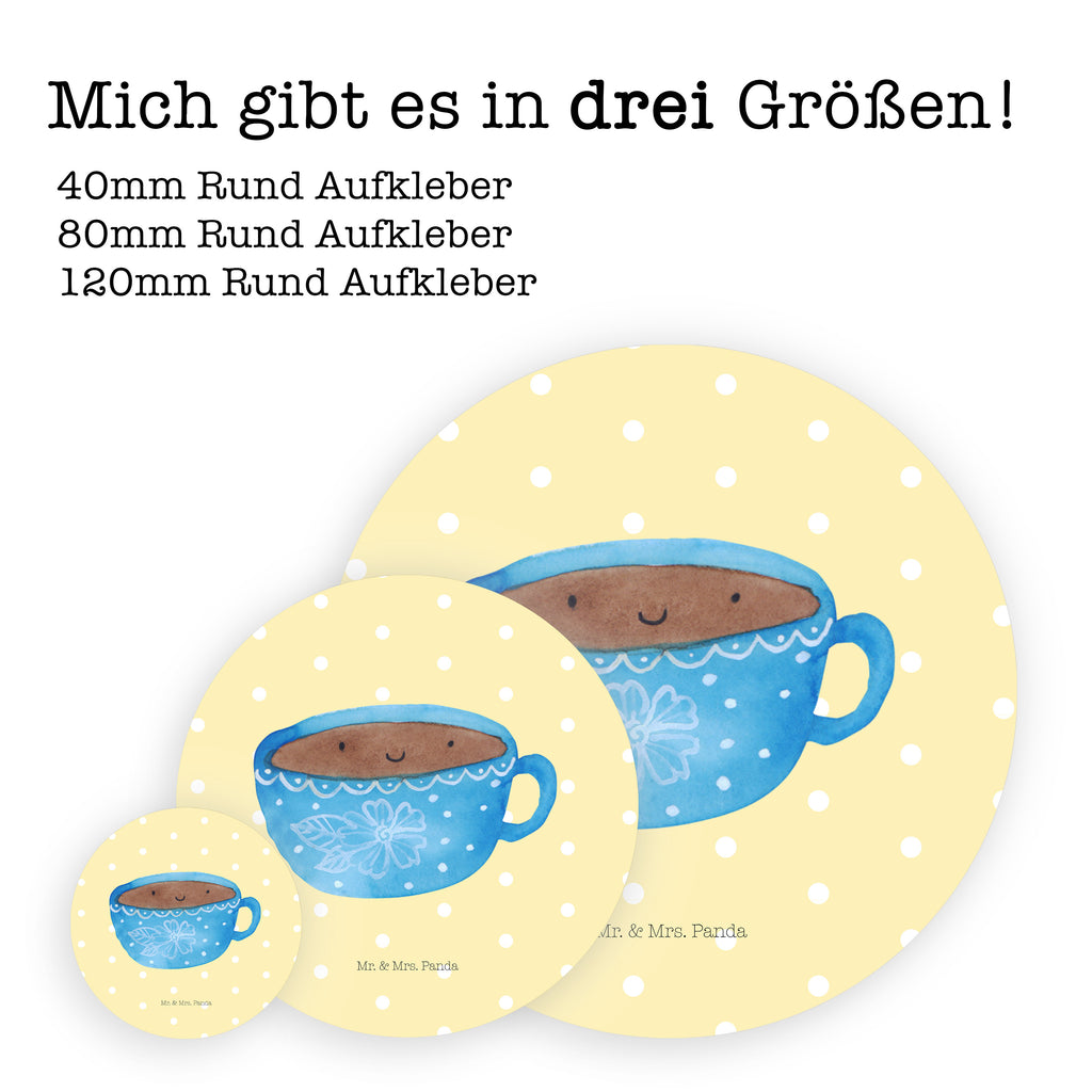40mm Rund Aufkleber Kaffee Tasse Sticker, Aufkleber, Etikett, Tiermotive, Gute Laune, lustige Sprüche, Tiere, Kaffee, Tasse, Liebe, Geschmack, Genuss, Glücklich