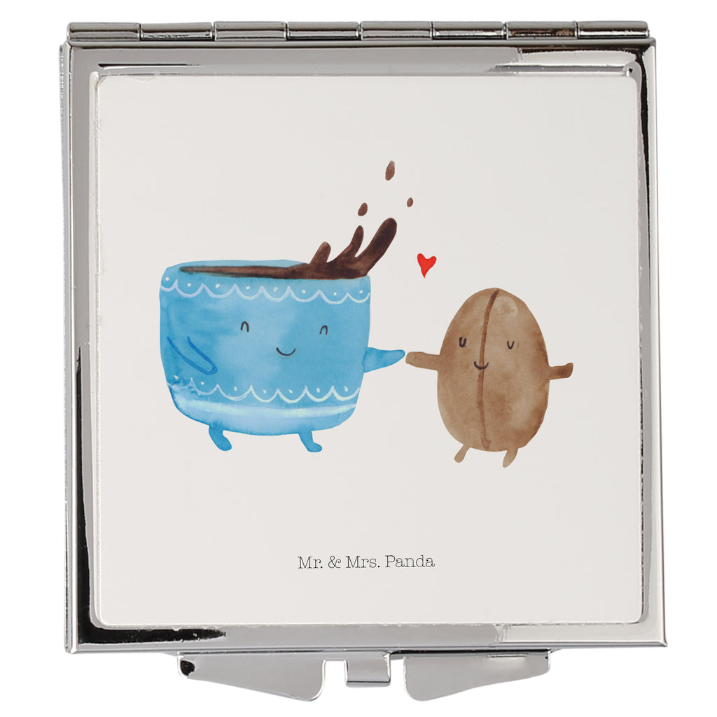 Handtaschenspiegel quadratisch Kaffee Bohne Spiegel, Handtasche, Quadrat, silber, schminken, Schminkspiegel, Tiermotive, Gute Laune, lustige Sprüche, Tiere, Kaffee, Kaffeebohne, Genuss, Zufriedenheit, Glück