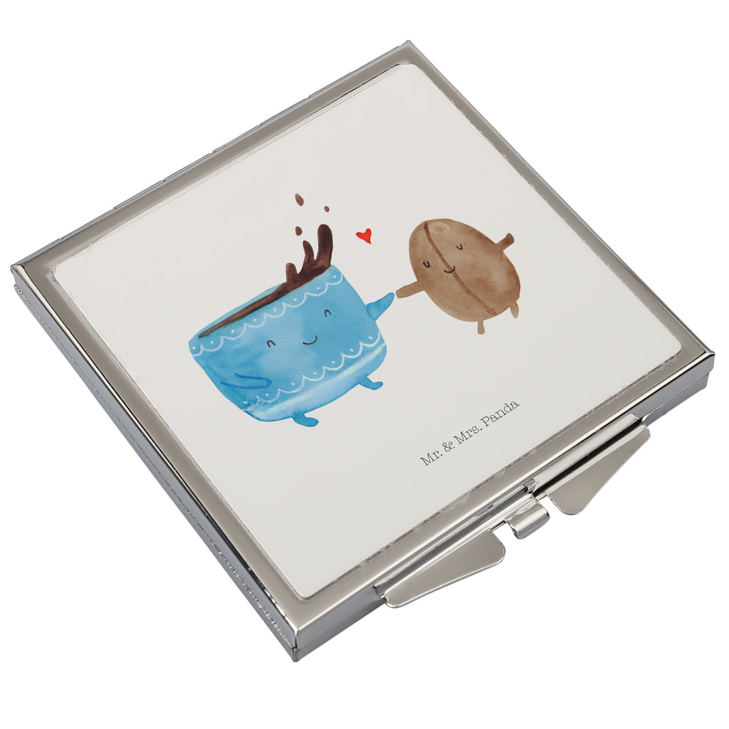 Handtaschenspiegel quadratisch Kaffee Bohne Spiegel, Handtasche, Quadrat, silber, schminken, Schminkspiegel, Tiermotive, Gute Laune, lustige Sprüche, Tiere, Kaffee, Kaffeebohne, Genuss, Zufriedenheit, Glück