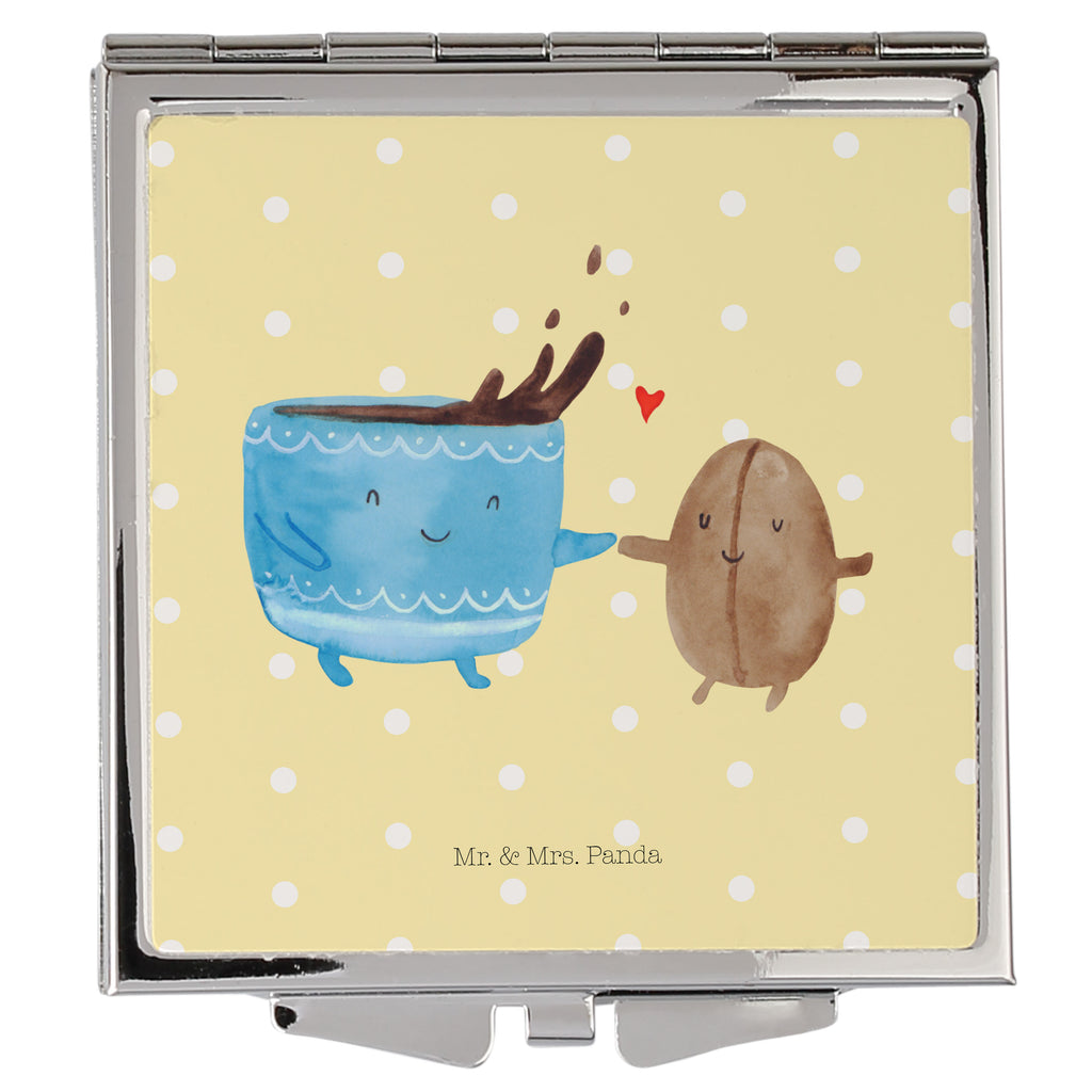 Handtaschenspiegel quadratisch Kaffee Bohne Spiegel, Handtasche, Quadrat, silber, schminken, Schminkspiegel, Tiermotive, Gute Laune, lustige Sprüche, Tiere, Kaffee, Kaffeebohne, Genuss, Zufriedenheit, Glück