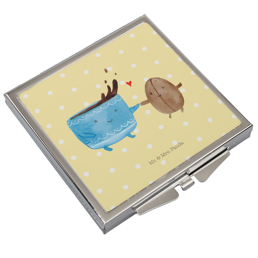 Handtaschenspiegel quadratisch Kaffee Bohne Spiegel, Handtasche, Quadrat, silber, schminken, Schminkspiegel, Tiermotive, Gute Laune, lustige Sprüche, Tiere, Kaffee, Kaffeebohne, Genuss, Zufriedenheit, Glück