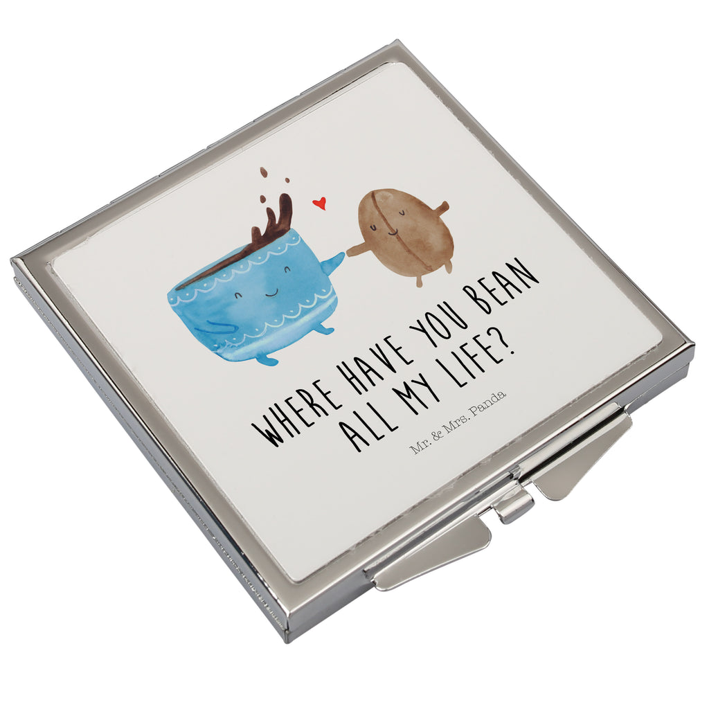 Handtaschenspiegel quadratisch Kaffee Bohne Spiegel, Handtasche, Quadrat, silber, schminken, Schminkspiegel, Tiermotive, Gute Laune, lustige Sprüche, Tiere, Kaffee, Kaffeebohne, Genuss, Zufriedenheit, Glück