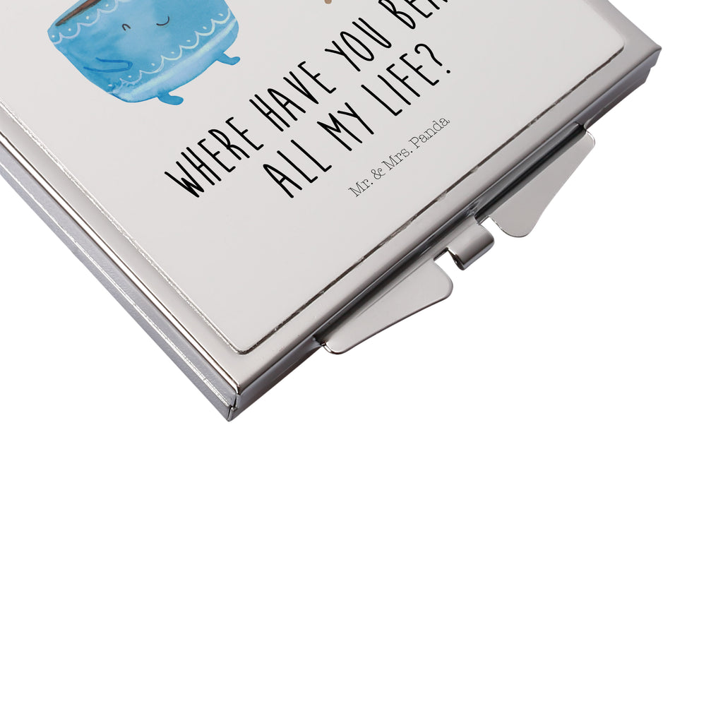 Handtaschenspiegel quadratisch Kaffee Bohne Spiegel, Handtasche, Quadrat, silber, schminken, Schminkspiegel, Tiermotive, Gute Laune, lustige Sprüche, Tiere, Kaffee, Kaffeebohne, Genuss, Zufriedenheit, Glück