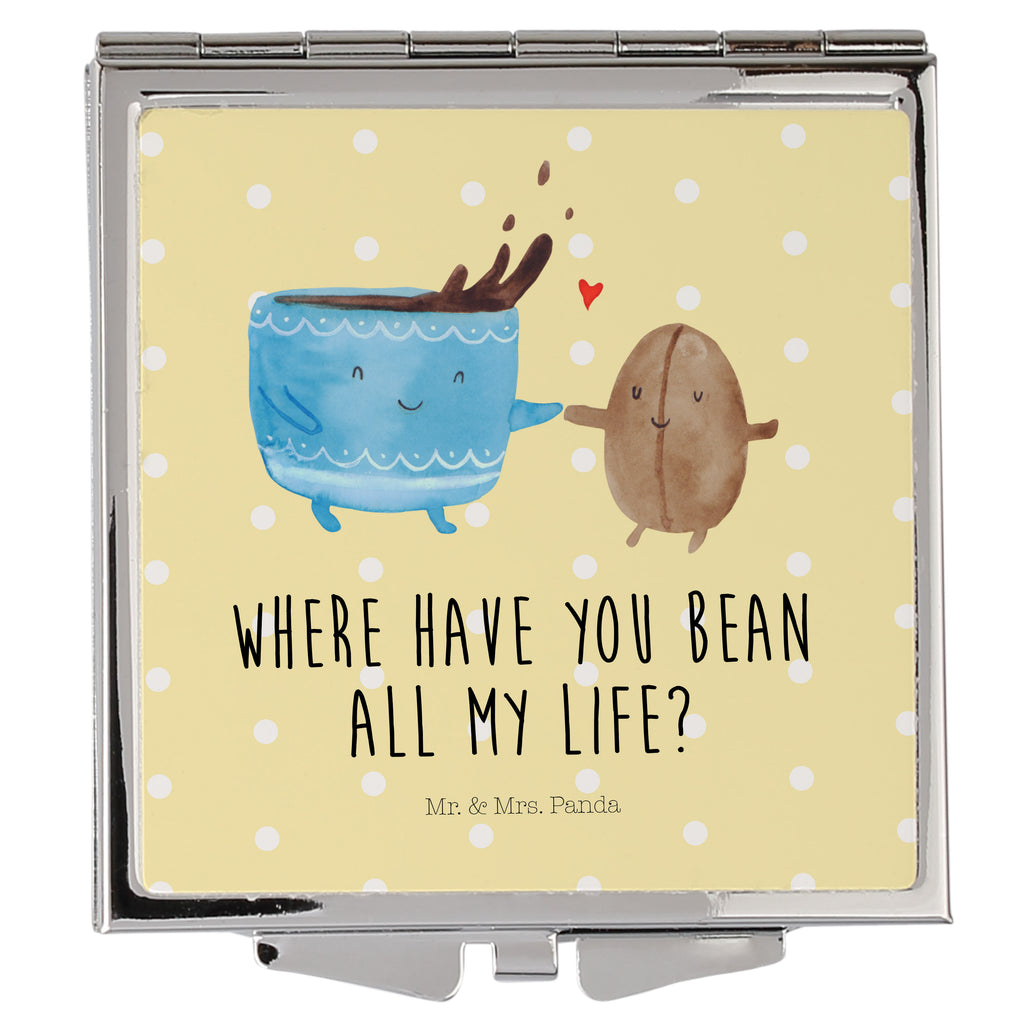 Handtaschenspiegel quadratisch Kaffee Bohne Spiegel, Handtasche, Quadrat, silber, schminken, Schminkspiegel, Tiermotive, Gute Laune, lustige Sprüche, Tiere, Kaffee, Kaffeebohne, Genuss, Zufriedenheit, Glück