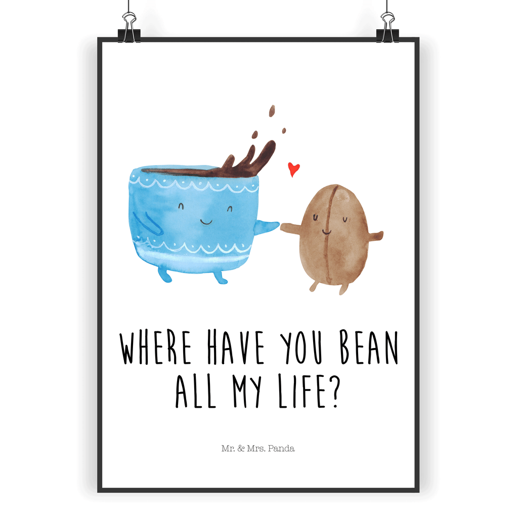 Poster Kaffee Bohne Poster, Wandposter, Bild, Wanddeko, Küchenposter, Kinderposter, Wanddeko Bild, Raumdekoration, Wanddekoration, Handgemaltes Poster, Mr. & Mrs. Panda Poster, Designposter, Kunstdruck, Posterdruck, Tiermotive, Gute Laune, lustige Sprüche, Tiere, Kaffee, Kaffeebohne, Genuss, Zufriedenheit, Glück
