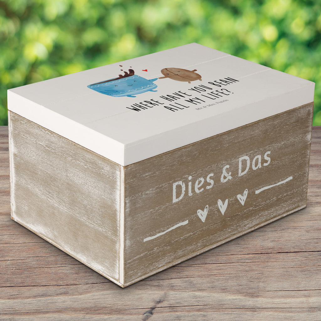 Holzkiste Kaffee Bohne Holzkiste, Kiste, Schatzkiste, Truhe, Schatulle, XXL, Erinnerungsbox, Erinnerungskiste, Dekokiste, Aufbewahrungsbox, Tiermotive, Gute Laune, lustige Sprüche, Tiere, Kaffee, Kaffeebohne, Genuss, Zufriedenheit, Glück