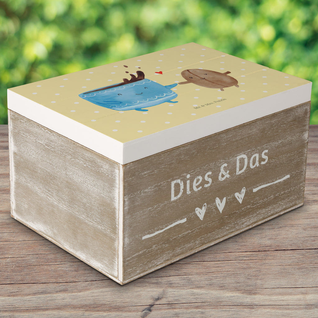 Holzkiste Kaffee Bohne Holzkiste, Kiste, Schatzkiste, Truhe, Schatulle, XXL, Erinnerungsbox, Erinnerungskiste, Dekokiste, Aufbewahrungsbox, Tiermotive, Gute Laune, lustige Sprüche, Tiere, Kaffee, Kaffeebohne, Genuss, Zufriedenheit, Glück