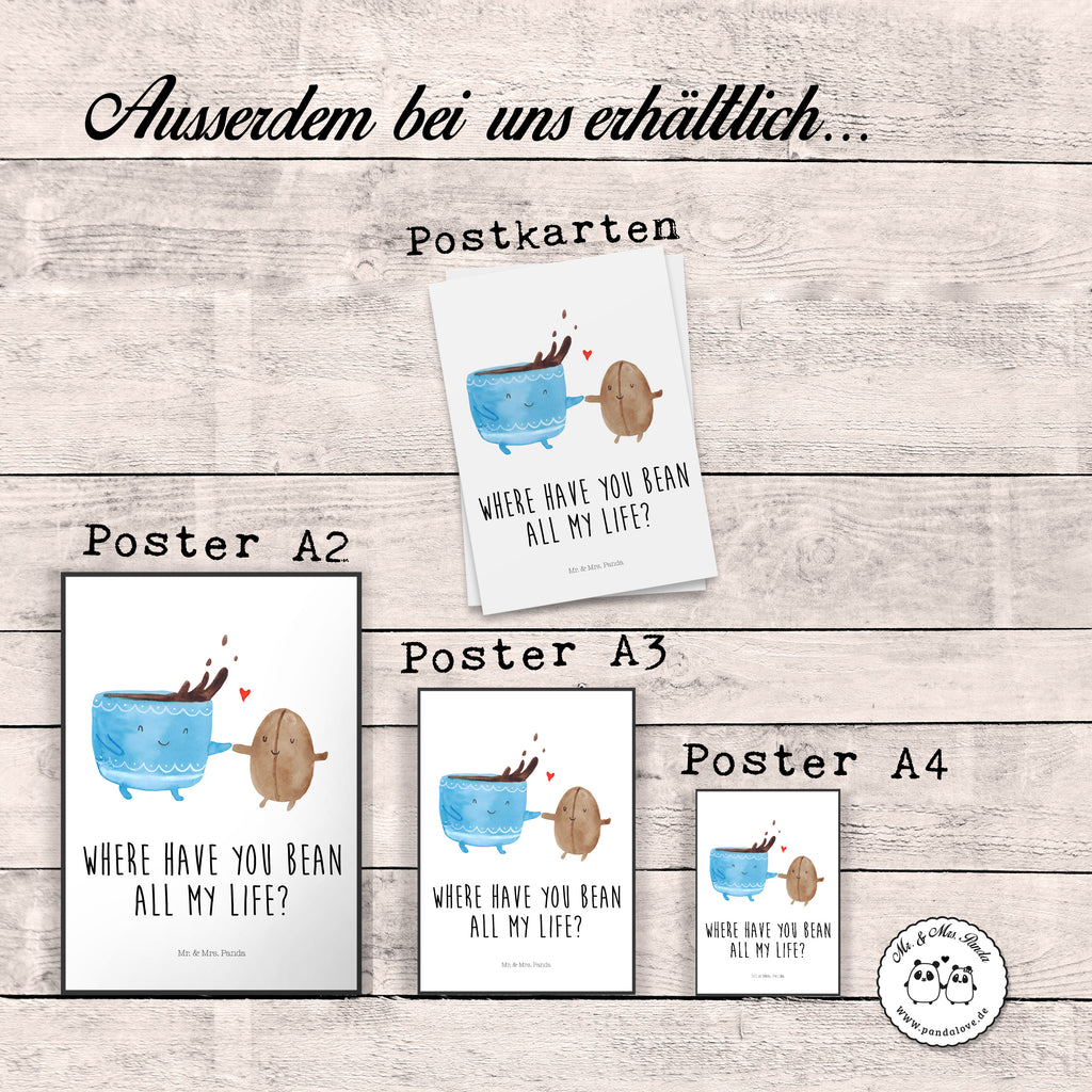 Poster Kaffee Bohne Poster, Wandposter, Bild, Wanddeko, Küchenposter, Kinderposter, Wanddeko Bild, Raumdekoration, Wanddekoration, Handgemaltes Poster, Mr. & Mrs. Panda Poster, Designposter, Kunstdruck, Posterdruck, Tiermotive, Gute Laune, lustige Sprüche, Tiere, Kaffee, Kaffeebohne, Genuss, Zufriedenheit, Glück